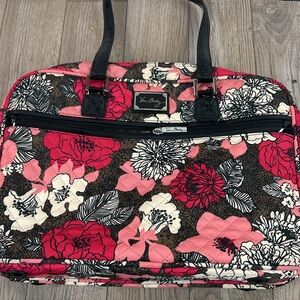 Vera Bradley Floral Quilted Laptop Tote in Pink, Red, Brown, White